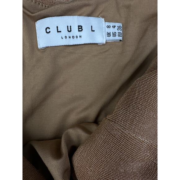 Club L - Ruched Long Sleeve Mini Dress in Gold - Picture 2 of 3